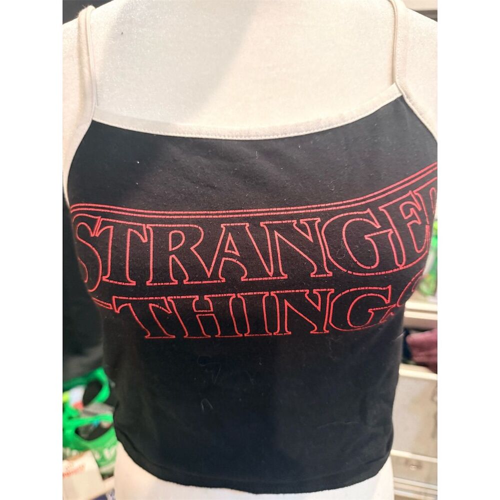 Netflix Stranger Things Flame Logo Black Skimmer Cami Size M - Picture 3 of 4